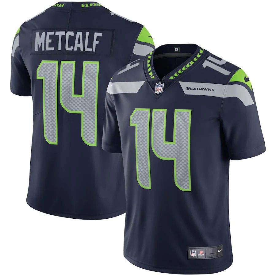 Men Seattle Seahawks #14 DK Metcalf Nike College Navy Vapor Limited NFL Jersey